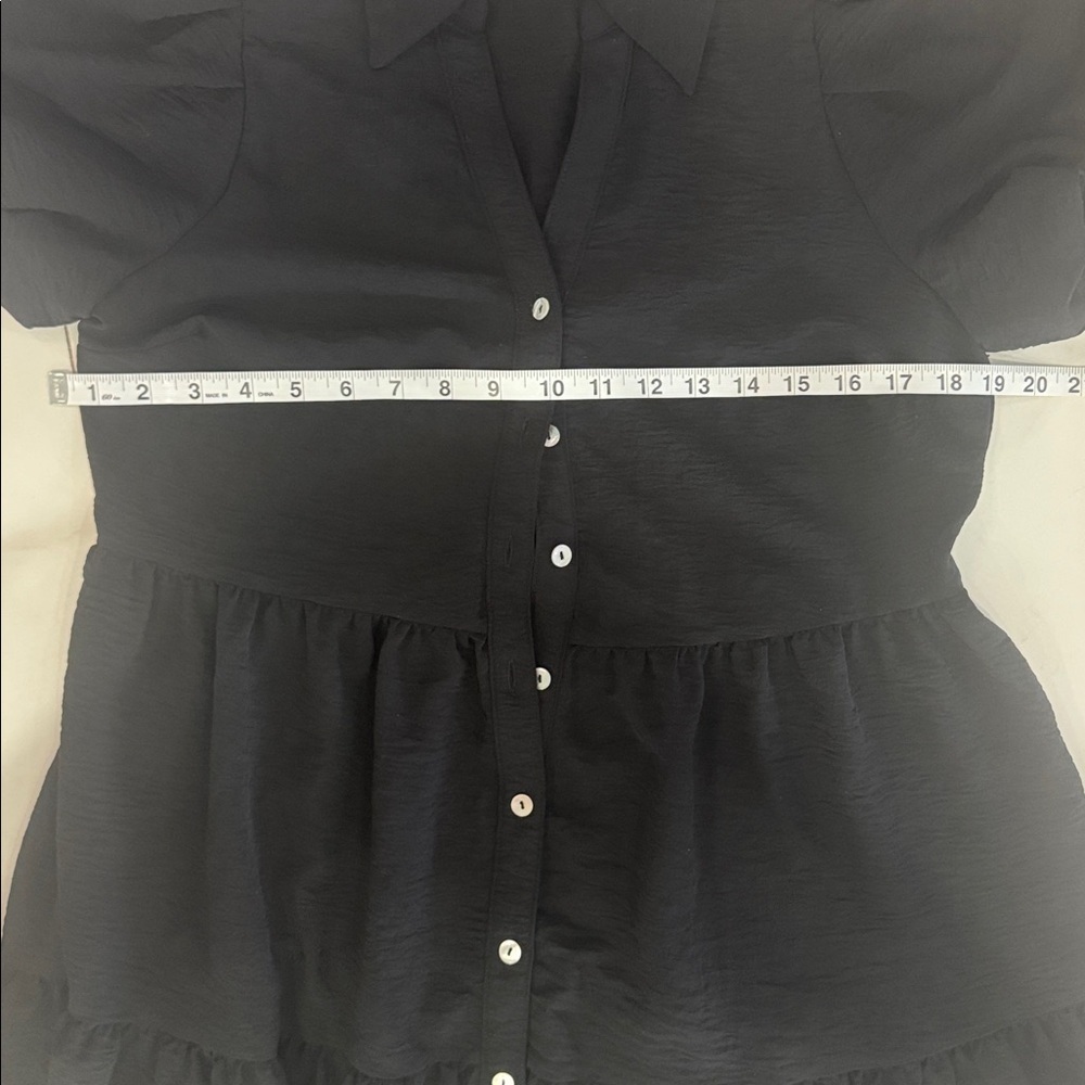 1. State Black Puff Sleeve Tiered Button Down Mini Dress.  Sz S - Picture 5 of 10